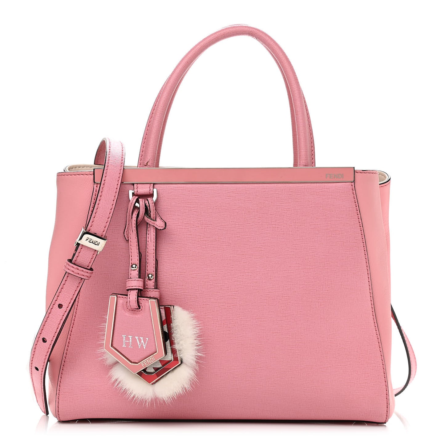 Vitello Elite Flamingo Mink Monster Charm Petite 2Jours Tote Pink Multicolor