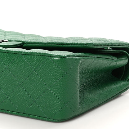 Chanel Caviar Quilted Medium Double Flap Green 9 of 10