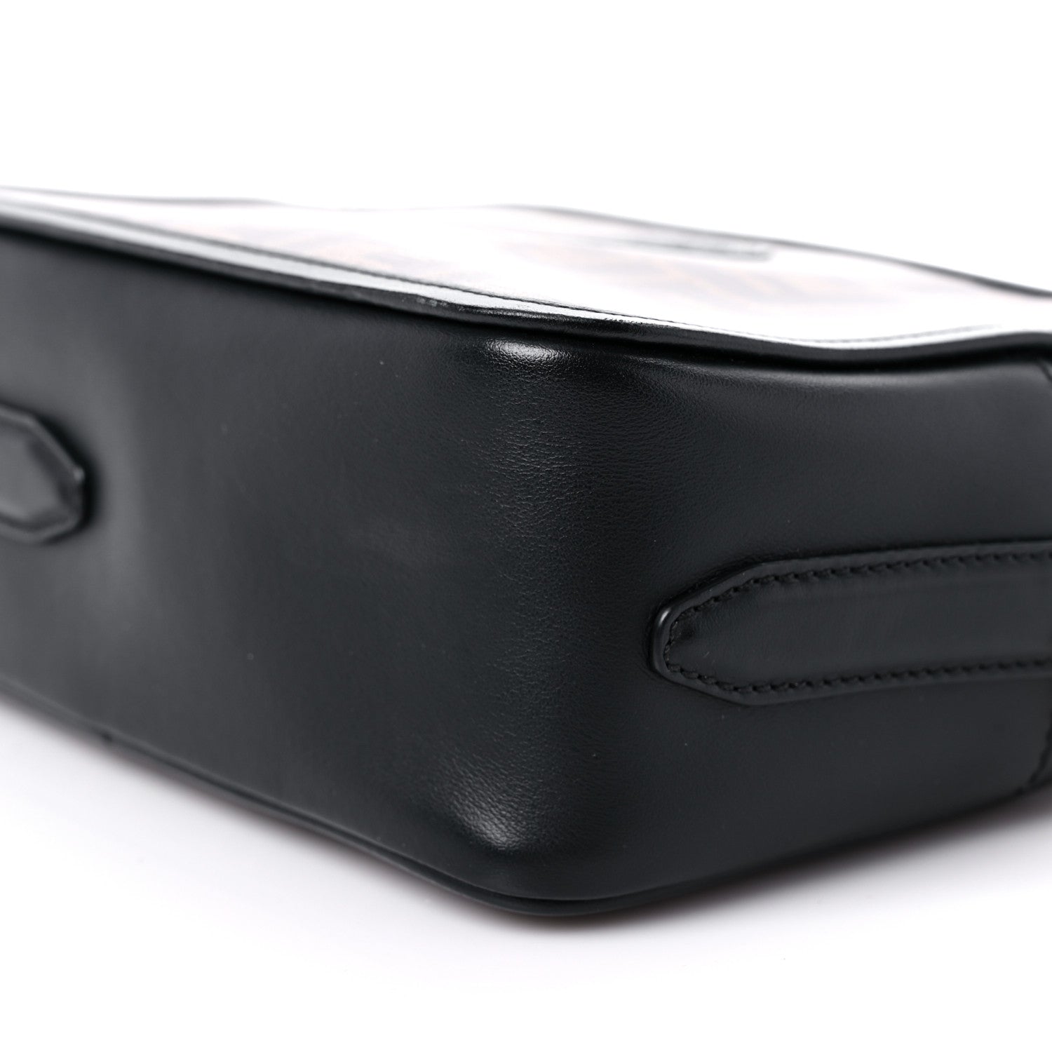 Fendi Glazed Fabric Vitello Century FF 1974 Stamp Patch Camera Case Mogano Panna Black 9 of 12