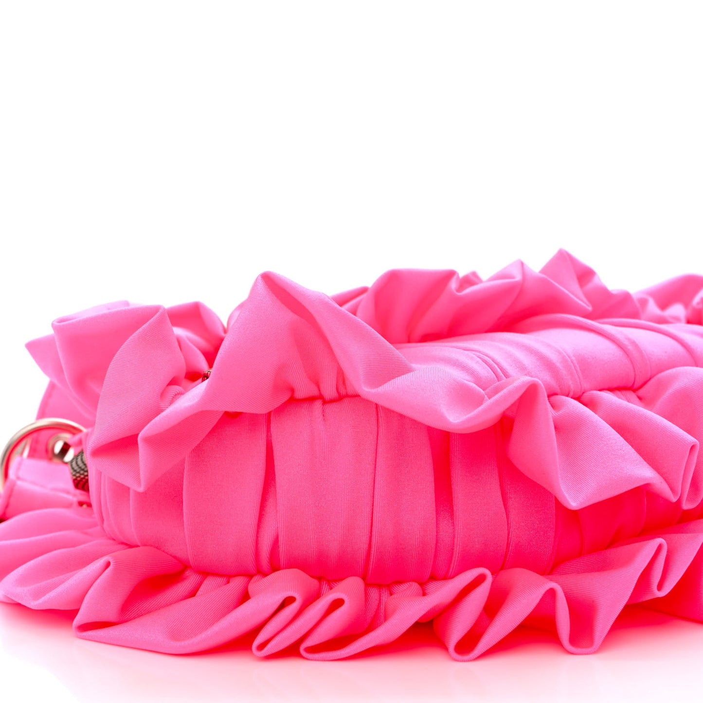 Ruffled Jersey Le Cagole Shoulder Bag XS Fluo Pink