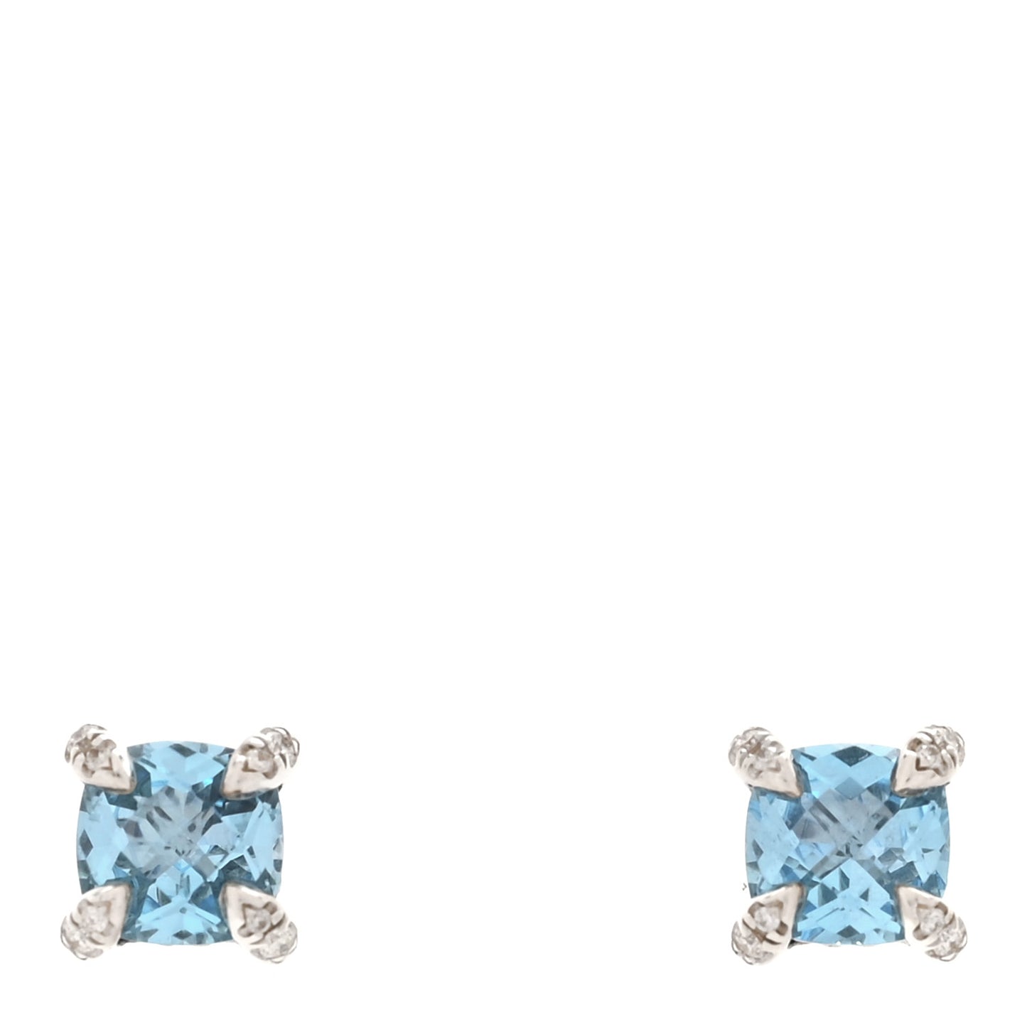 Sterling Silver Diamond Blue Topaz Petite Chatelaine Earrings