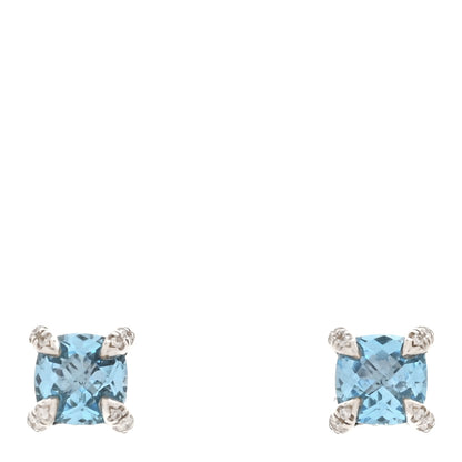 David Yurman Sterling Silver Diamond Blue Topaz Petite Chatelaine Earrings 1 of 4