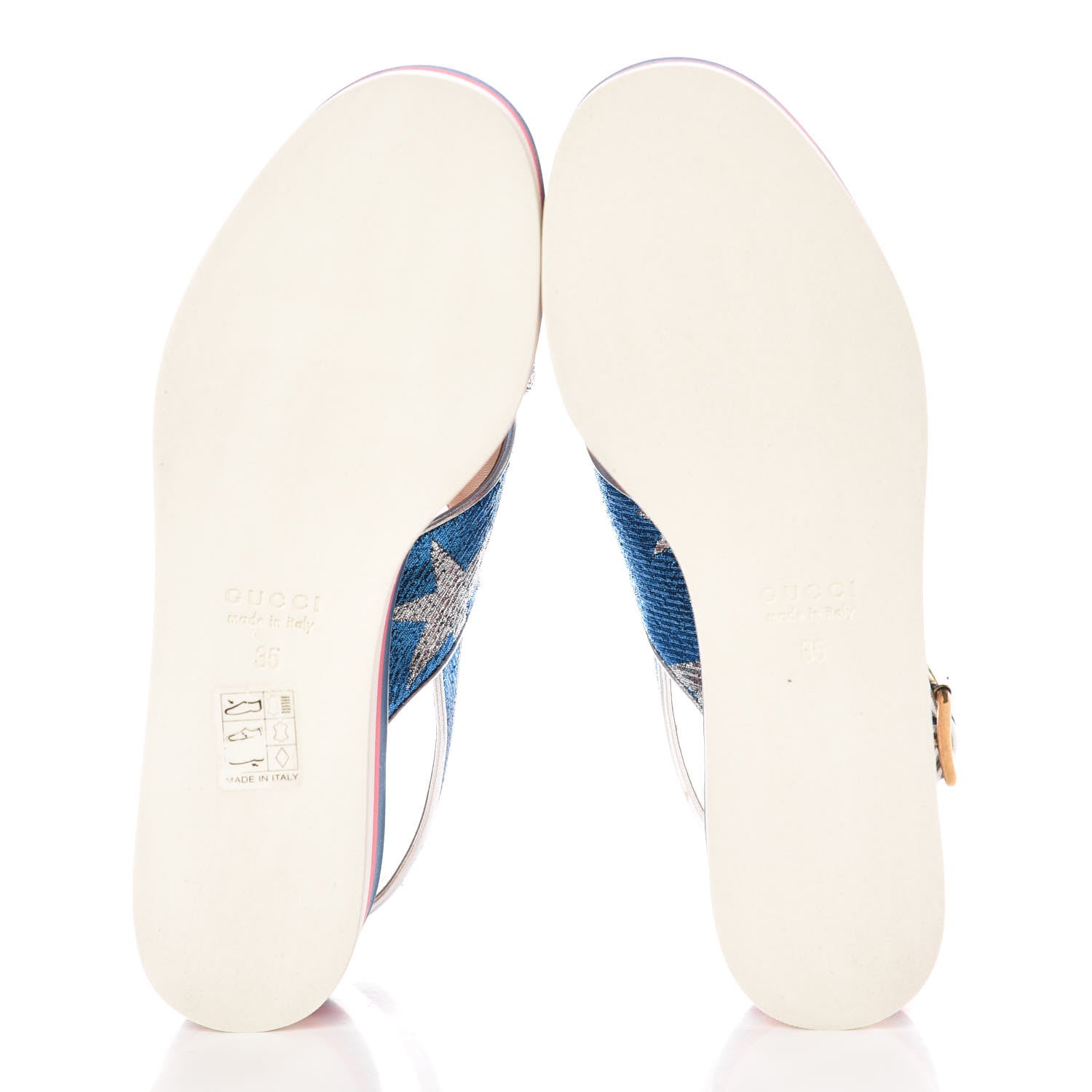 Gucci Lurex Starry Sky Crossover Platform Sandals 35 Bleuette Silver 5 of 8