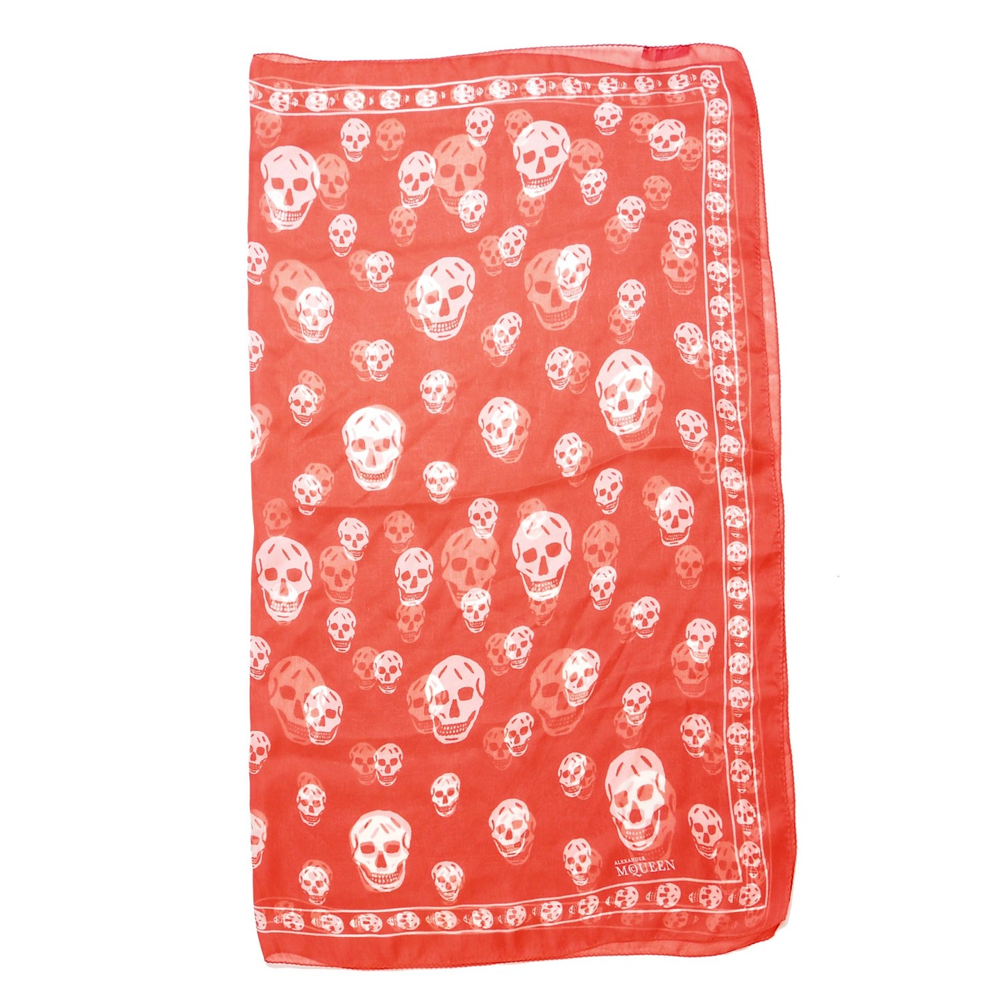 Silk Chiffon Skull Scarf Red Ivory