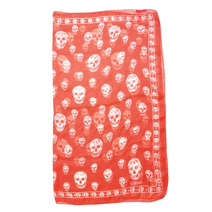 Alexander McQueen Silk Chiffon Skull Scarf Red Ivory 1 of 5