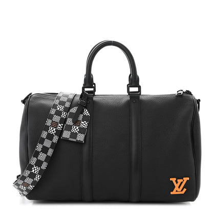 Louis Vuitton Calfskin Damier Distorted Keepall Bandouliere 40 Black 1 of 10