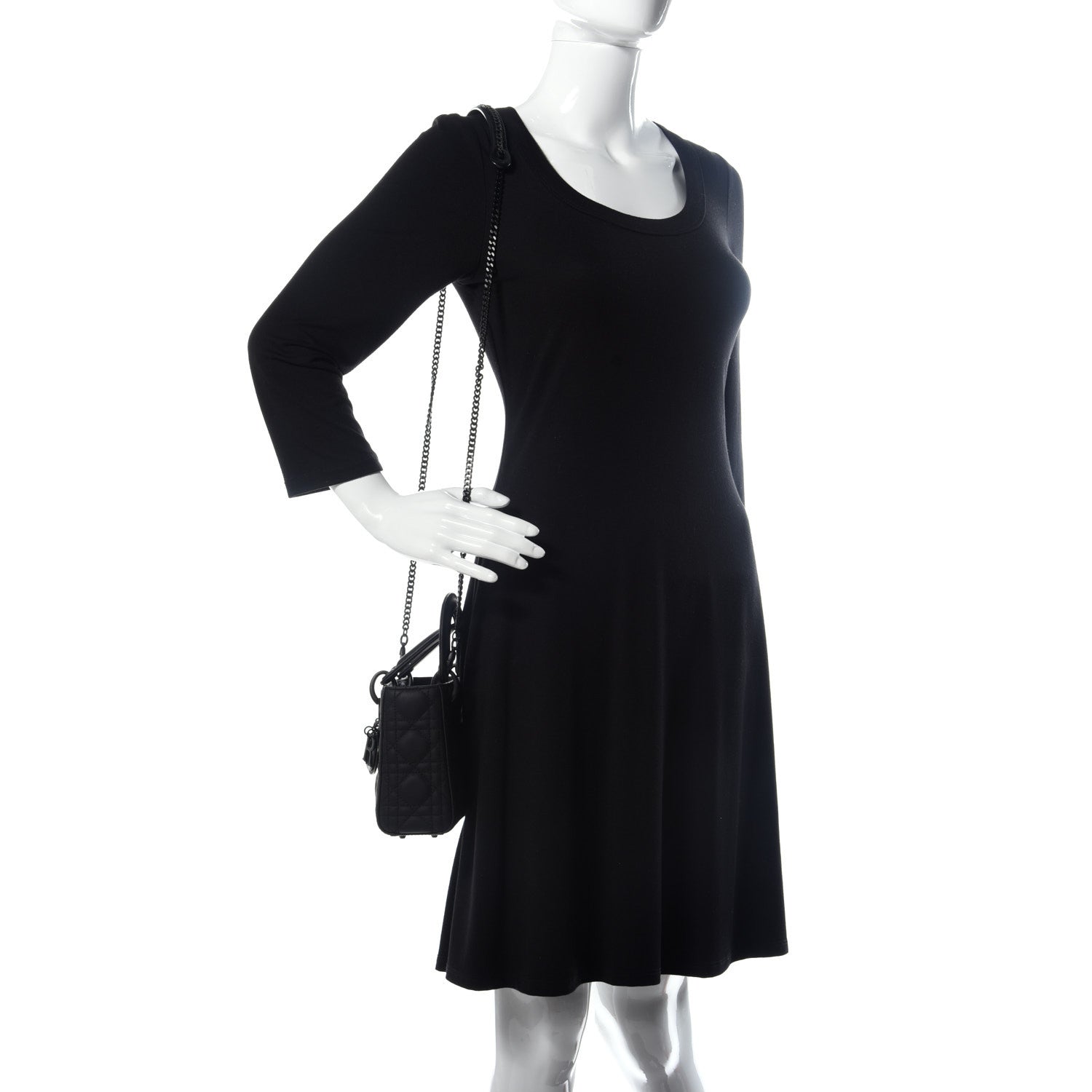 Christian Dior Ultra Matte Calfskin Cannage Mini Lady Dior Black 2 of 9