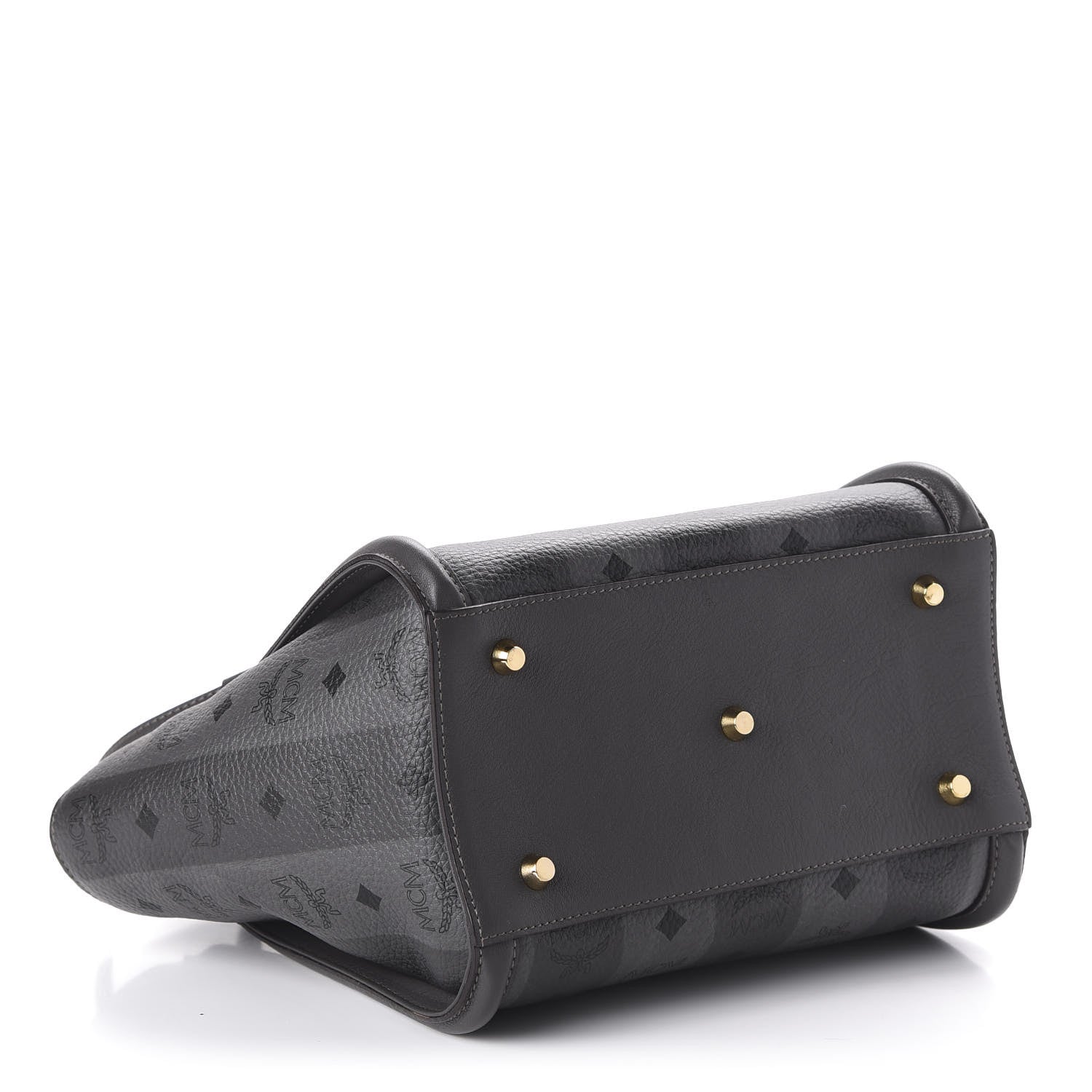 MCM Striped Visetos Satchel Phantom Grey 4 of 9