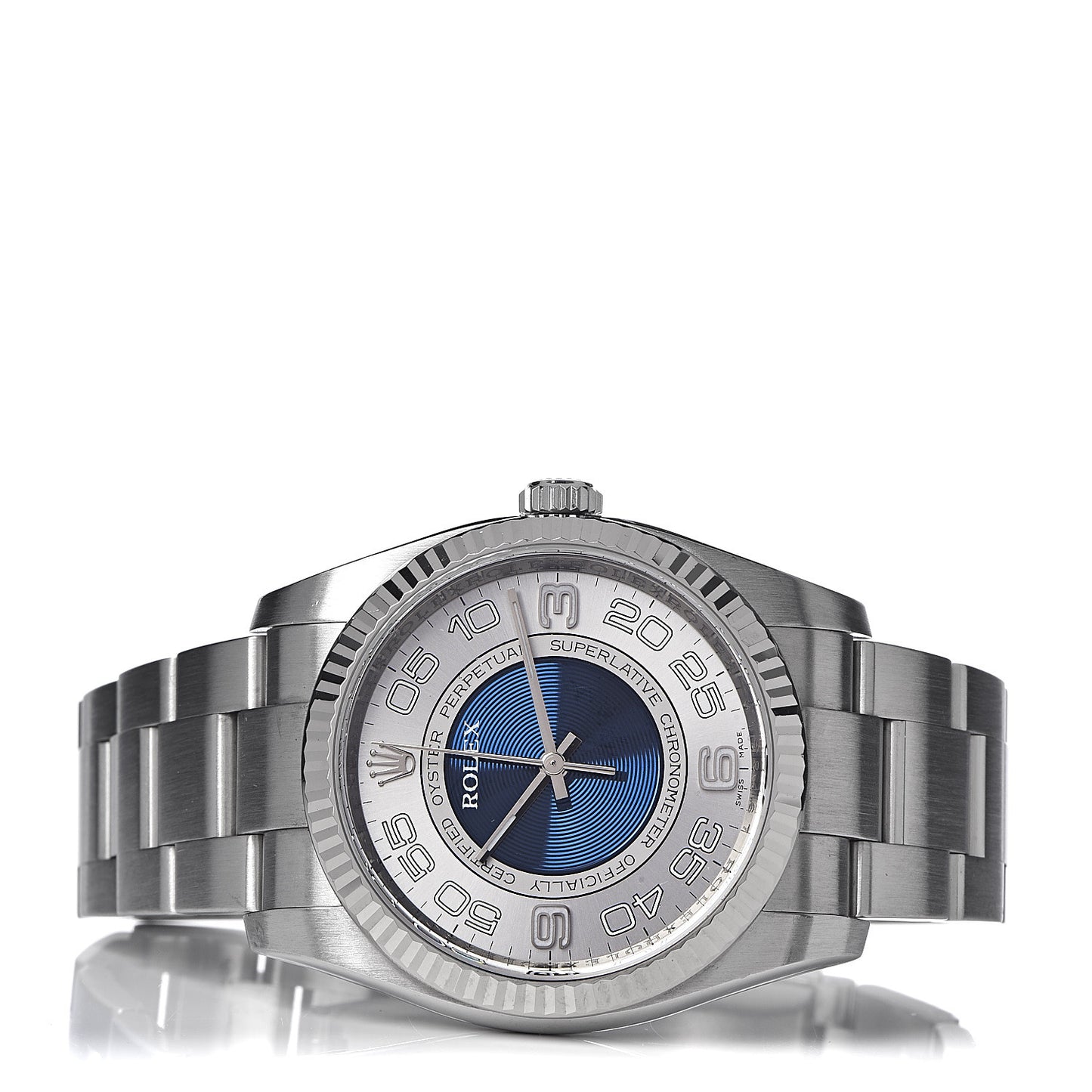 Stainless Steel 36mm Oyster Perpetual Chronometer Watch Concentric Blue 116034