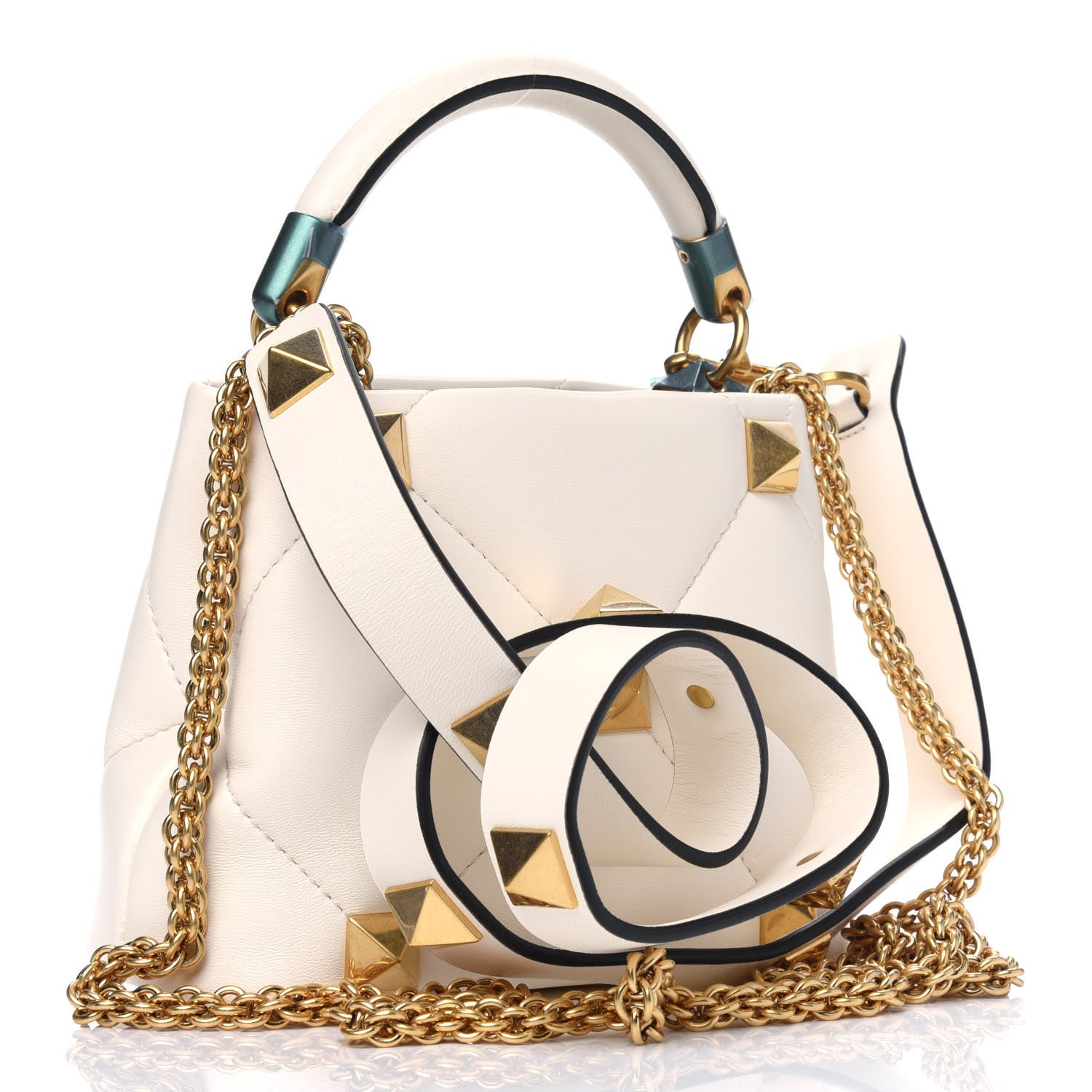 Valentino Garavani Nappa Mini Roman Stud The Handle Bag Ivory 2 of 4