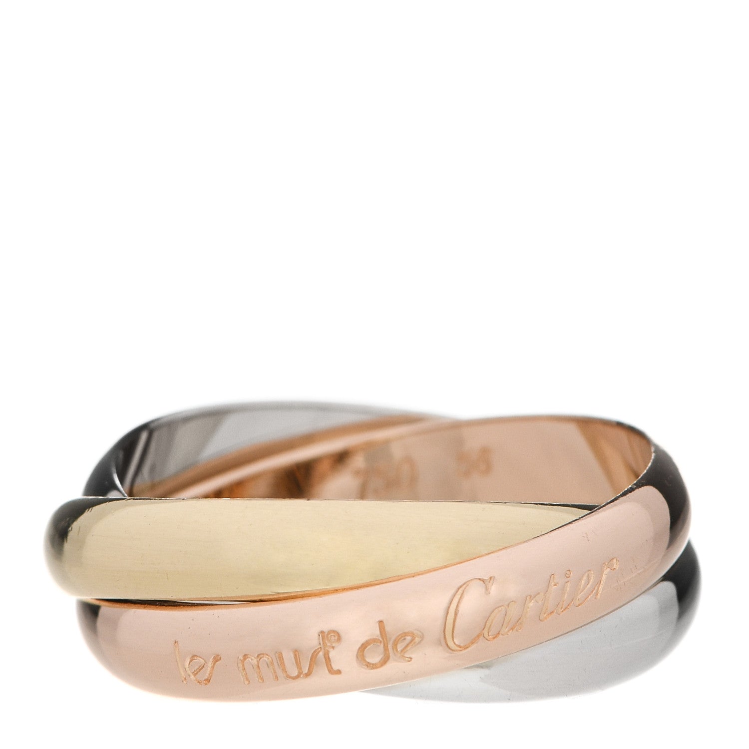 Cartier 18K Pink Yellow White Gold Classic Les Must De Cartier Trinity Ring 56 7.5 1 of 5