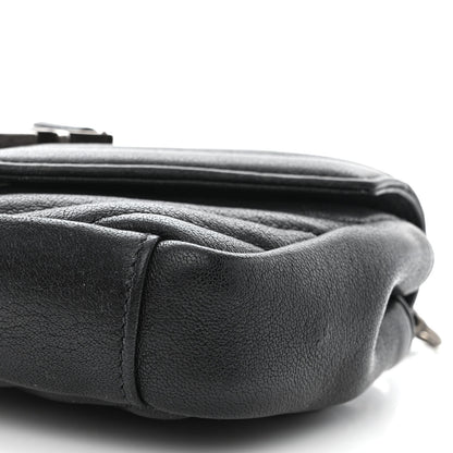 Saint Laurent Sheepskin Matelasse Chevron Monogram College Chain Wallet Black 10 of 10