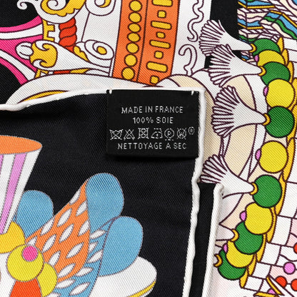 Hermes Silk La Patisserie Francaise Scarf 90 Orange Black Multicolor 5 of 5