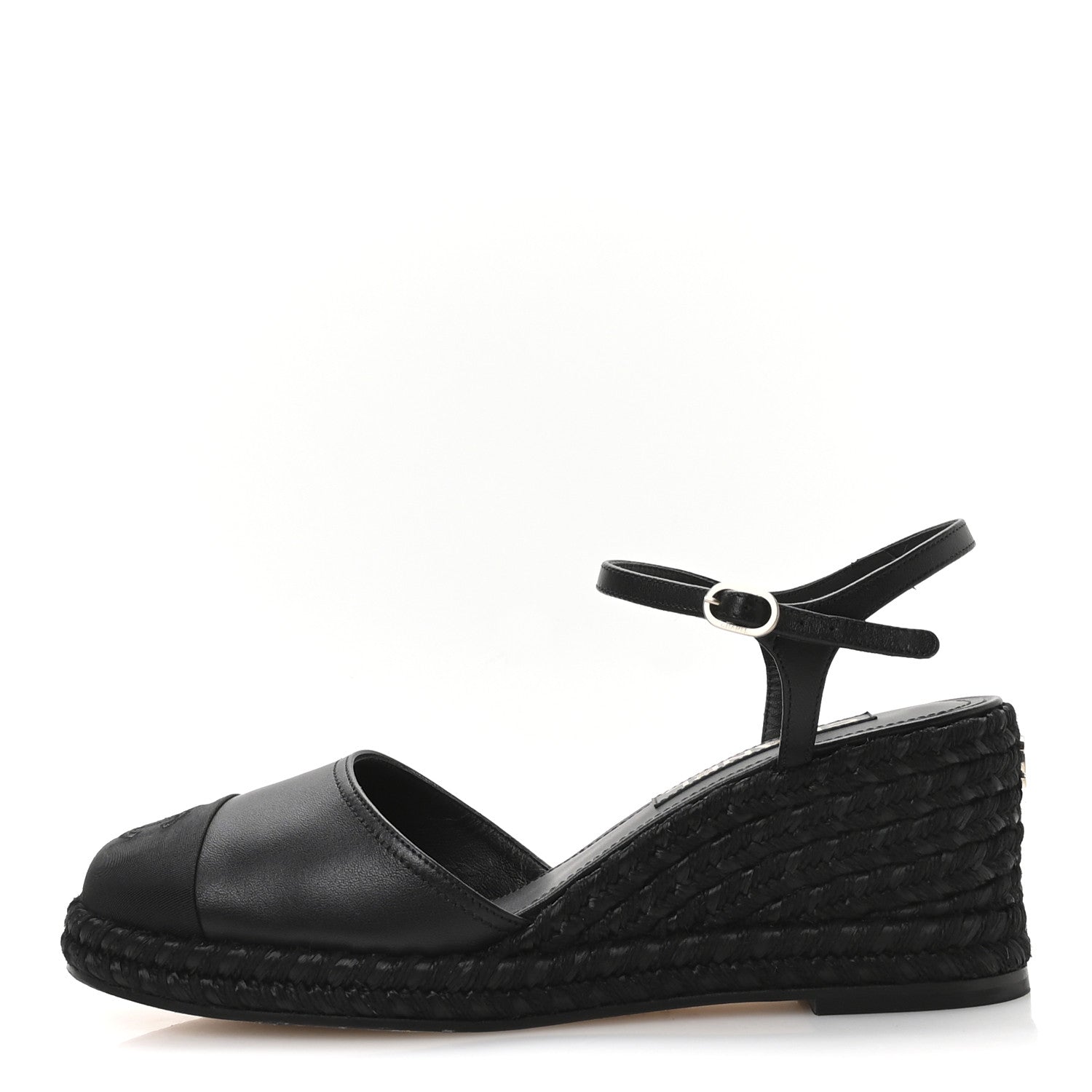 Chanel Lambskin Grosgrain CC Espadrilles Wedges 41 Black 1 of 9
