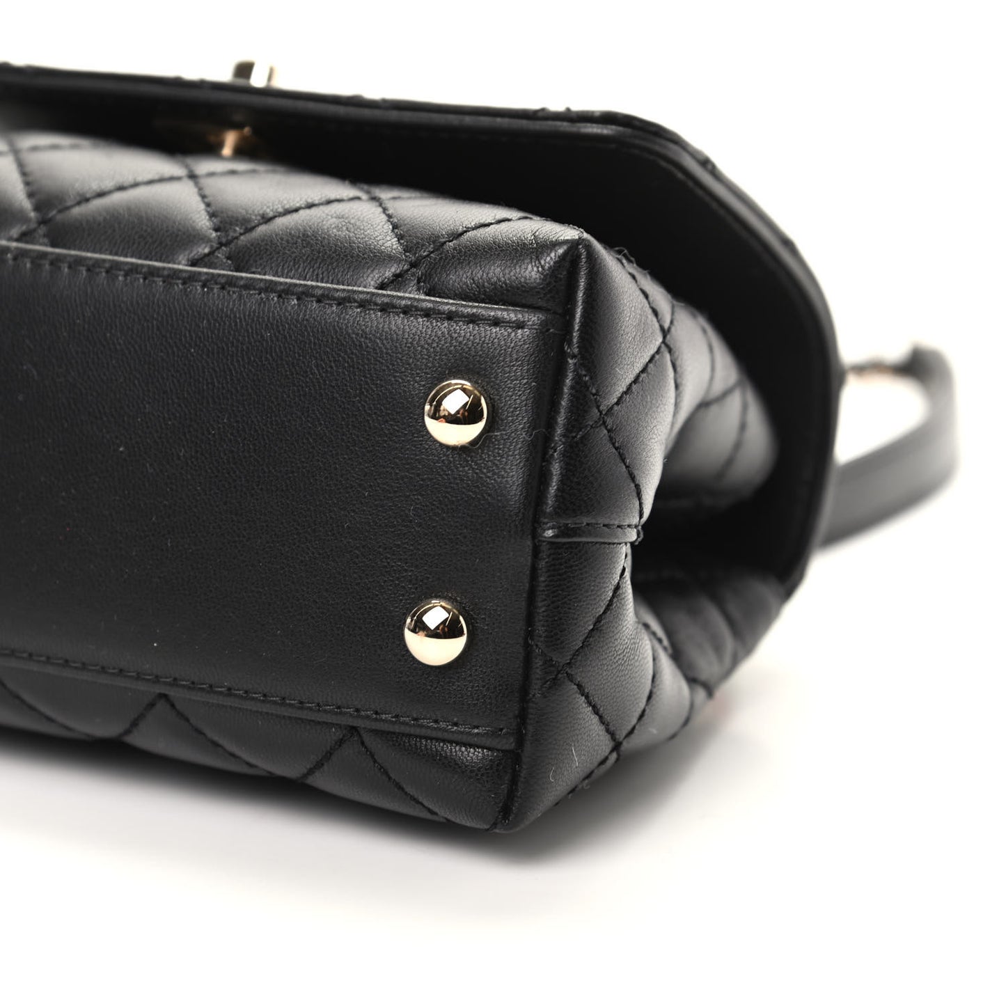Goatskin Quilted Rainbow Extra Mini Coco Handle Flap Black