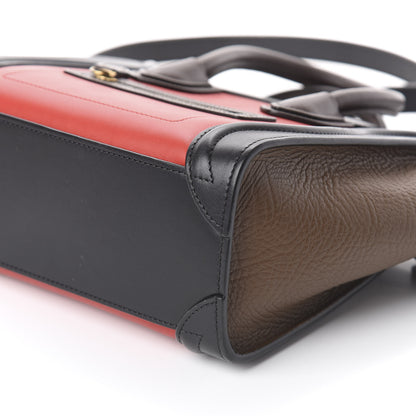 Celine Calfskin Bullhide Nano Tri-Color Luggage Bright Red 8 of 8
