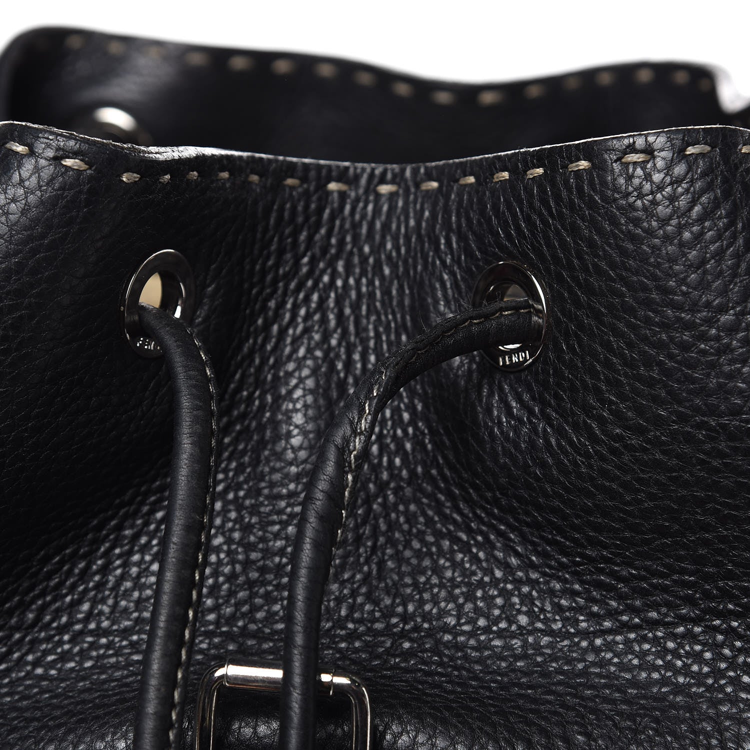 Fendi Calfskin Romano Selleria Backpack Black 7 of 15