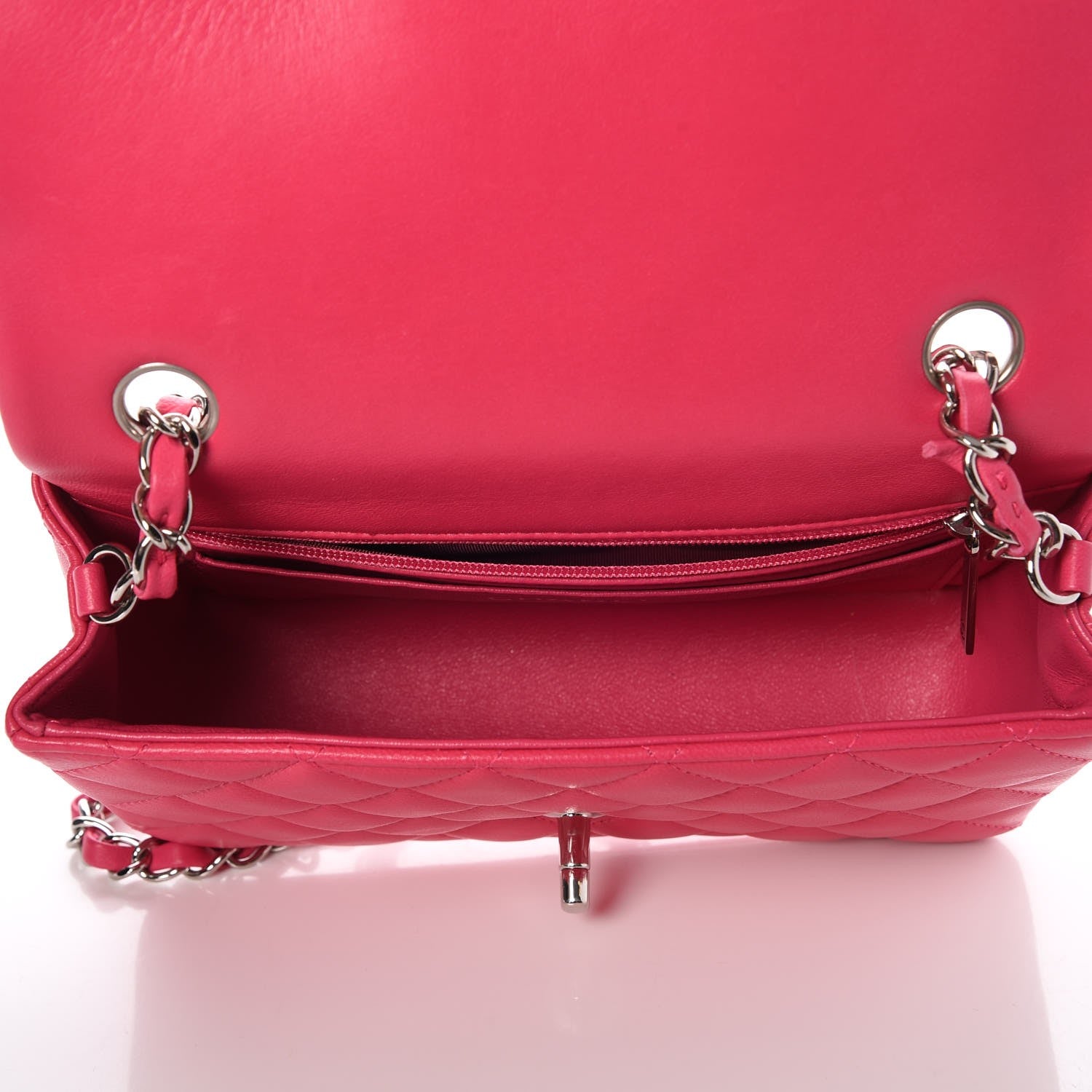 Chanel Lambskin Quilted Mini Rectangular Flap Dark Pink 6 of 9