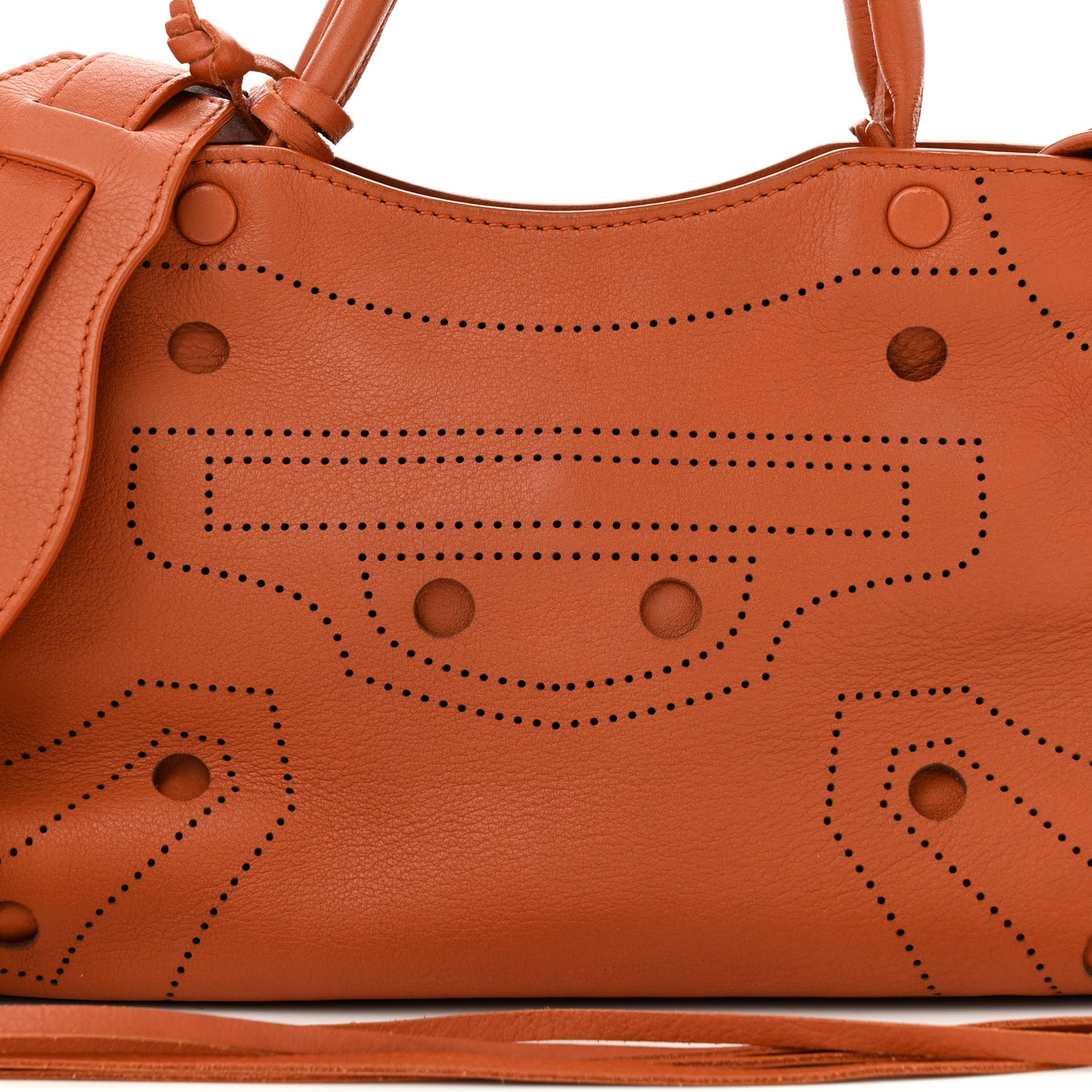 Veau Grana Perforated Blackout Hardware Mini City Marron Caramel