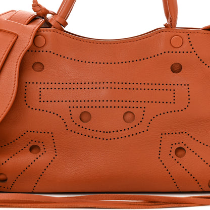 Balenciaga Veau Grana Perforated Blackout Hardware Mini City Marron Caramel 9 of 12