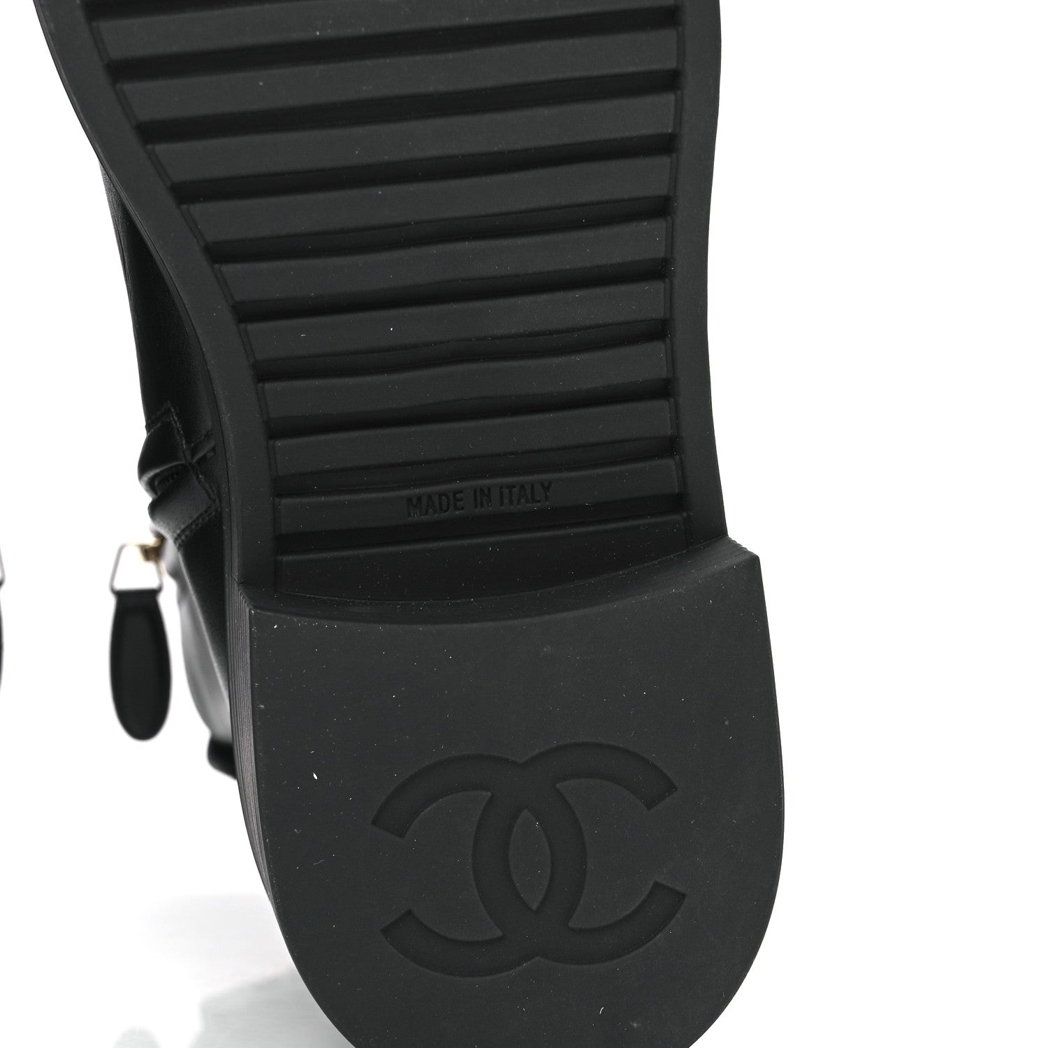 Chanel Calfskin Logo Boots 37.5 Black 7 of 9