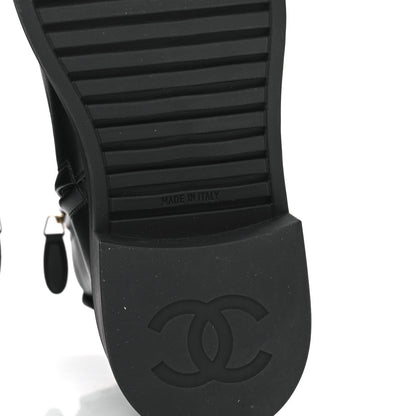 Chanel Calfskin Logo Boots 37.5 Black 7 of 9