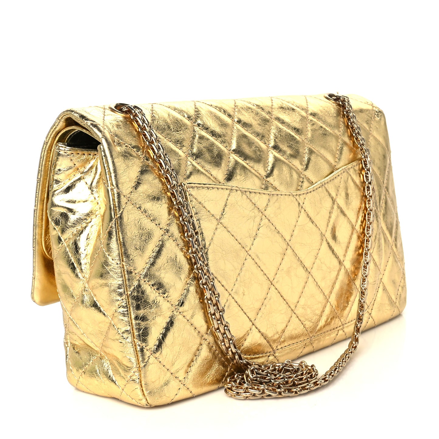 Metallic Aged Calfskin Quilted 2.55 Reissue 227 Flap Gold