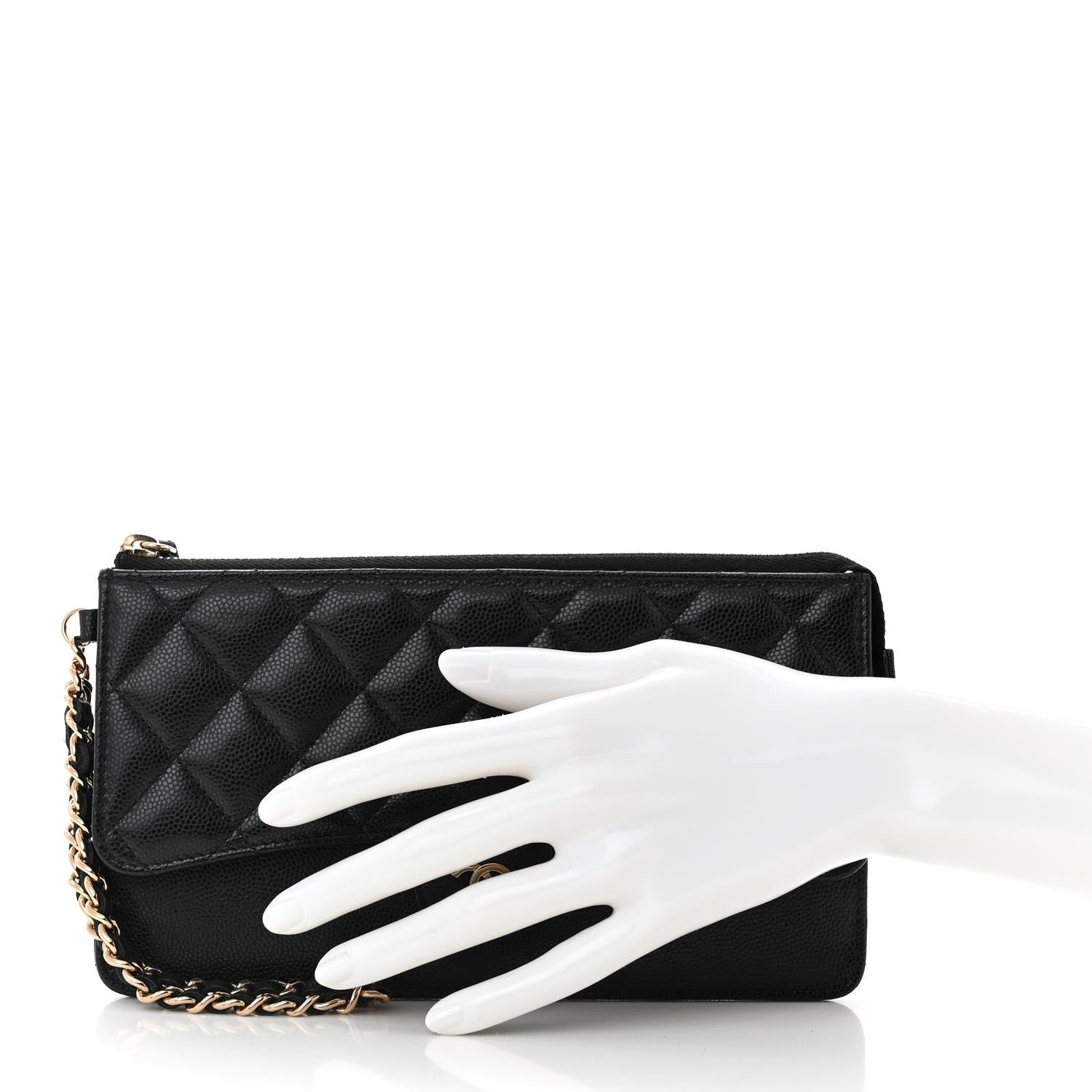 Chanel Caviar Quilted Classic Pouch With Handle Black 2 of 11