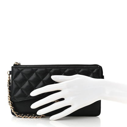 Chanel Caviar Quilted Classic Pouch With Handle Black 2 of 11