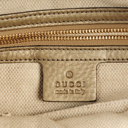 Gucci Metallic Pebbled Calfskin Small Soho Hobo Golden Beige 6 of 7