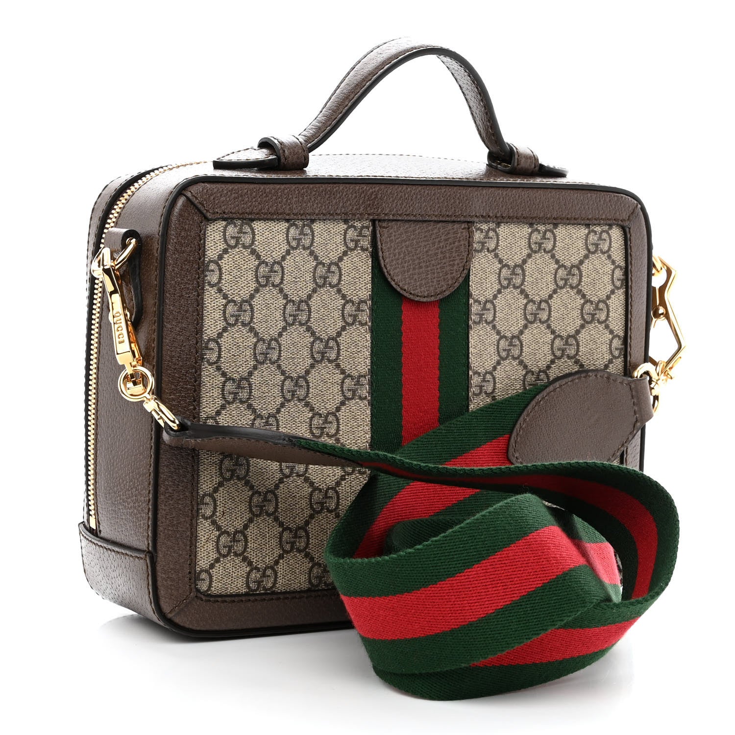 Gucci GG Supreme Monogram Web Small Ophidia Top Handle Shoulder Bag Brown 3 of 9