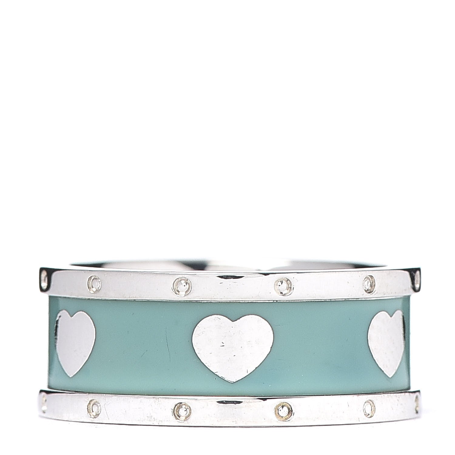 Tiffany Sterling Silver Enamel Heart Band Ring 51 5.75 1 of 4