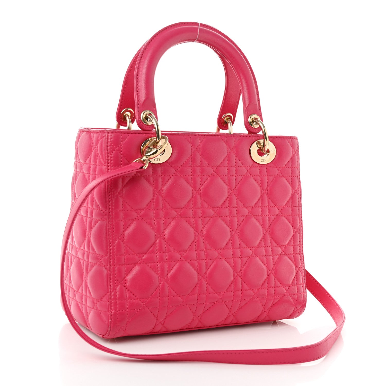 Christian Dior Lambskin Cannage Medium Lady Dior Pink 2 of 9
