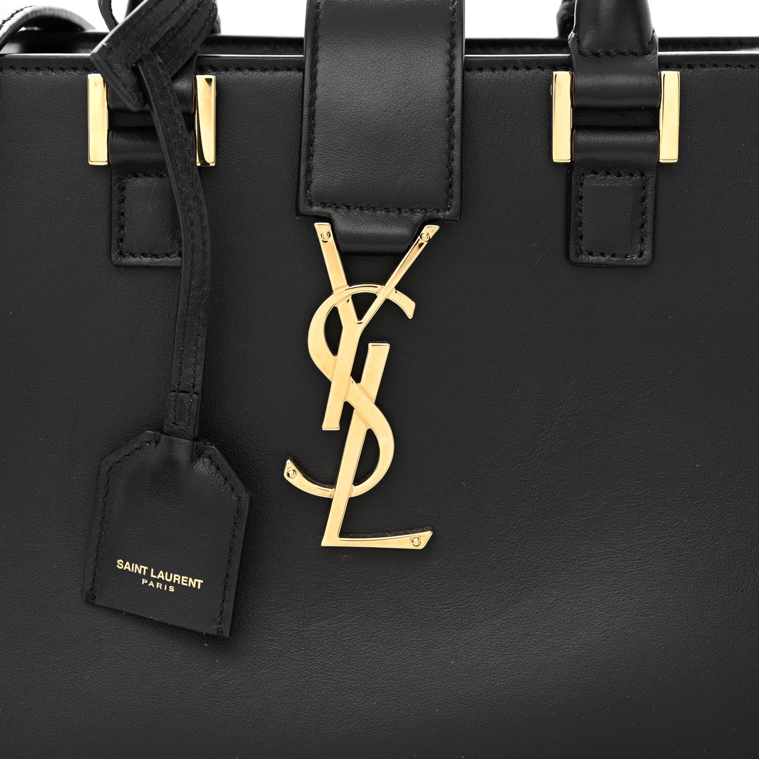 Saint Laurent Calfskin Monogram Baby Cabas Black 8 of 10