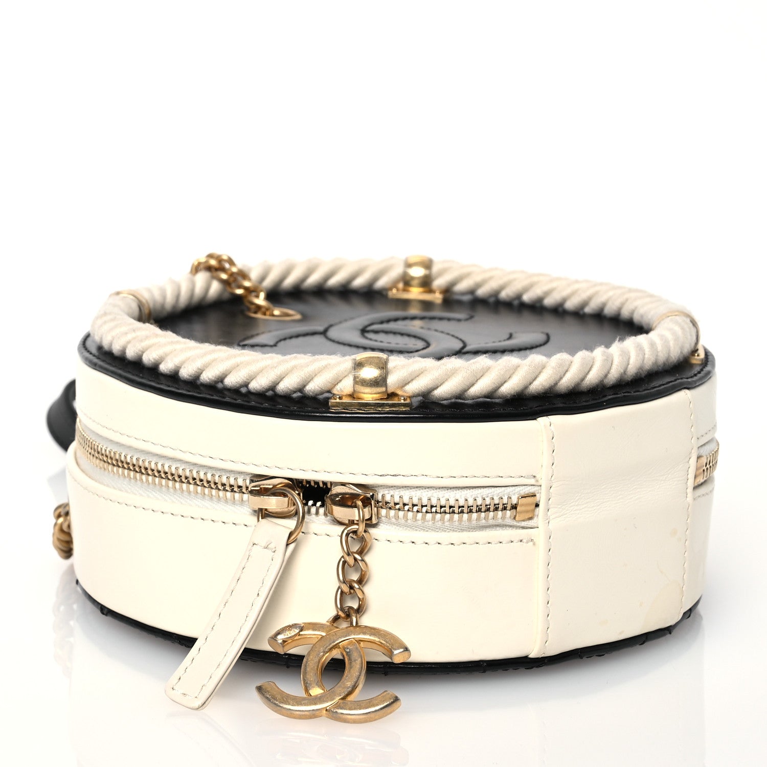 Chanel Crumpled Calfskin Cotton Small En Vogue Round Bag Black 4 of 13