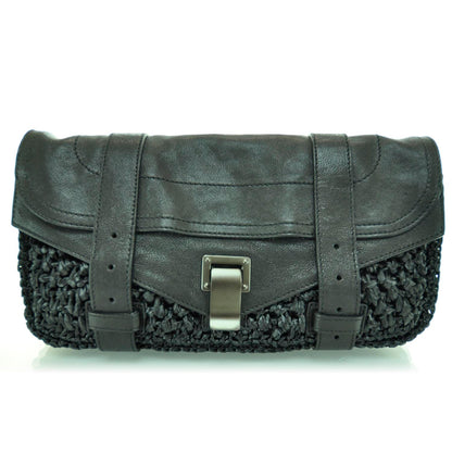 Proenza Schouler Raffia Leather PS1 Clutch Black 1 of 11