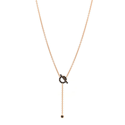 Hermes 18K Rose Gold Black Spinel Finesse Lariat Necklace 1 of 6