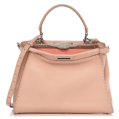 Fendi Cuoio Romano Selleria Bi-Color Medium Peekaboo Iconic Satchel Rosa Plaster Pesca 1 of 10