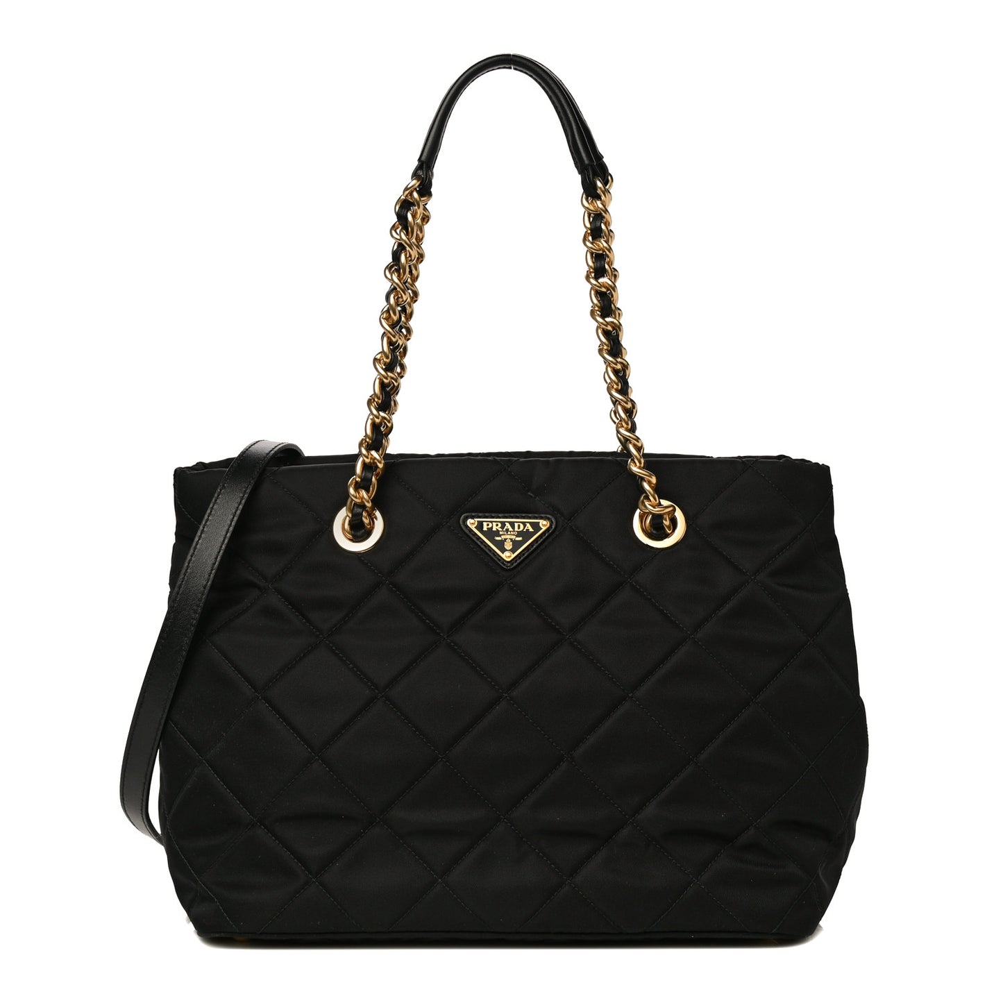 Tessuto Nylon Quilted Shopping Tote Black