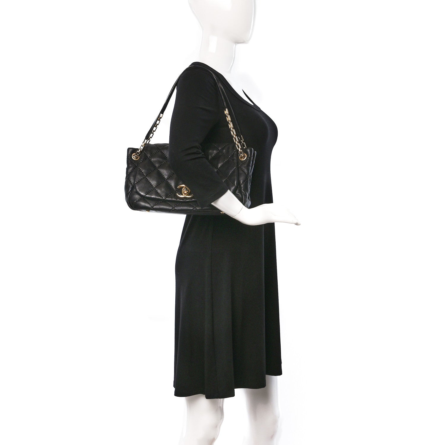 Chanel Calfskin Quilted Retro Chain Flap Black 2 of 11