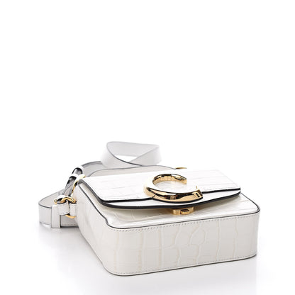 Chloe Calfskin Crocodile Embossed Mini C Double Carry Brilliant White 4 of 11