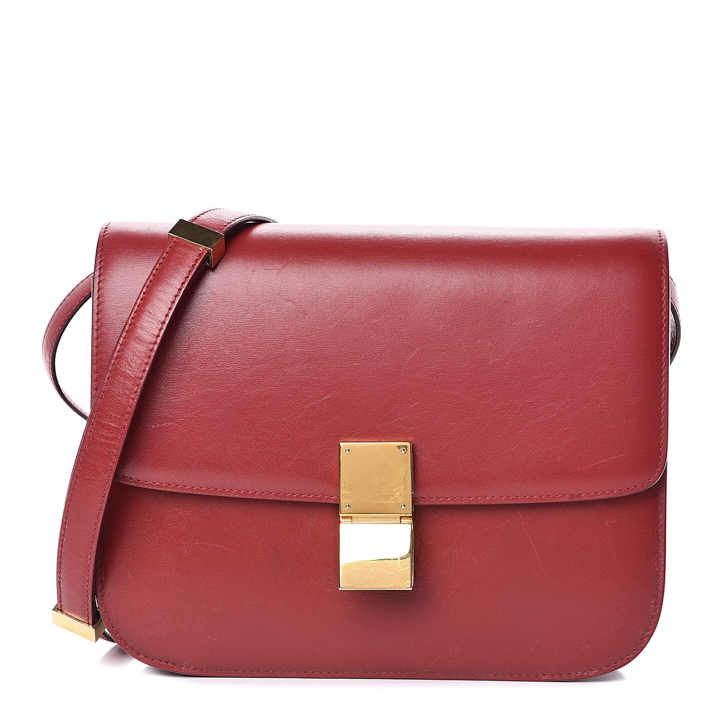 Box Calfskin Medium Classic Box Flap Bag Red