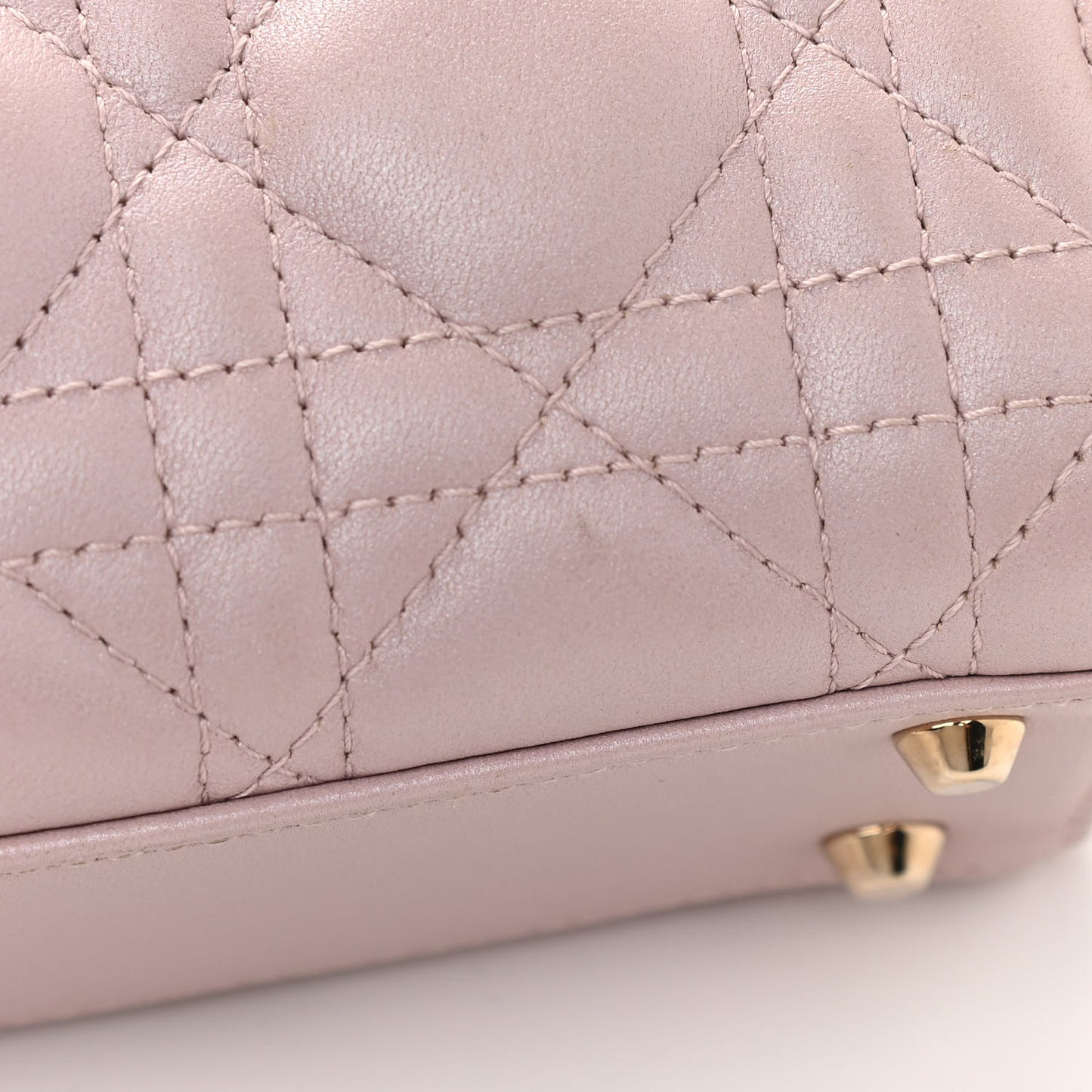 Metallic Lambskin Cannage Mini Lady Dior Lotus