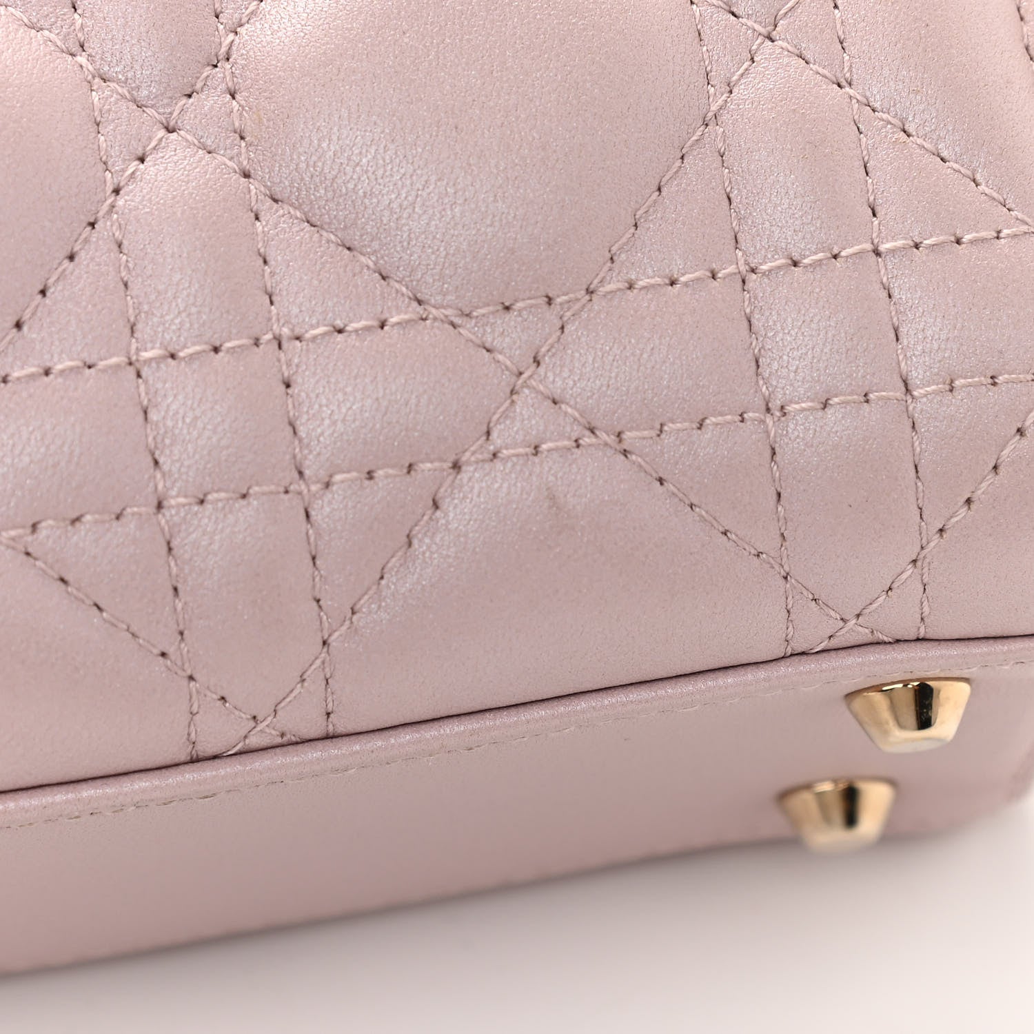 Christian Dior Metallic Lambskin Cannage Mini Lady Dior Lotus 14 of 15