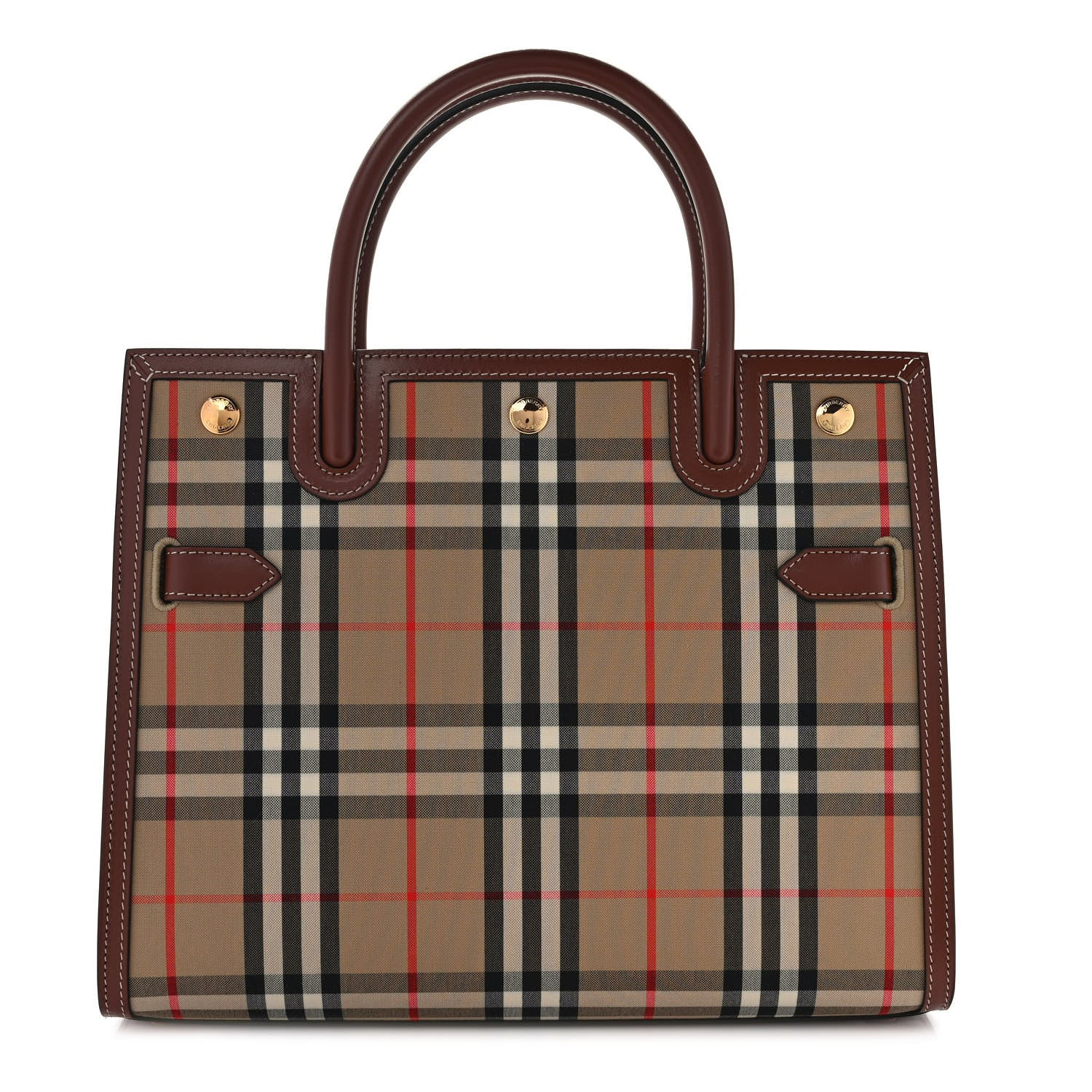 Burberry Calfskin Vintage Check Two Handle Title Bag Archive Beige 1 of 10