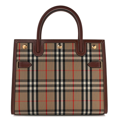 Burberry Calfskin Vintage Check Two Handle Title Bag Archive Beige 1 of 10