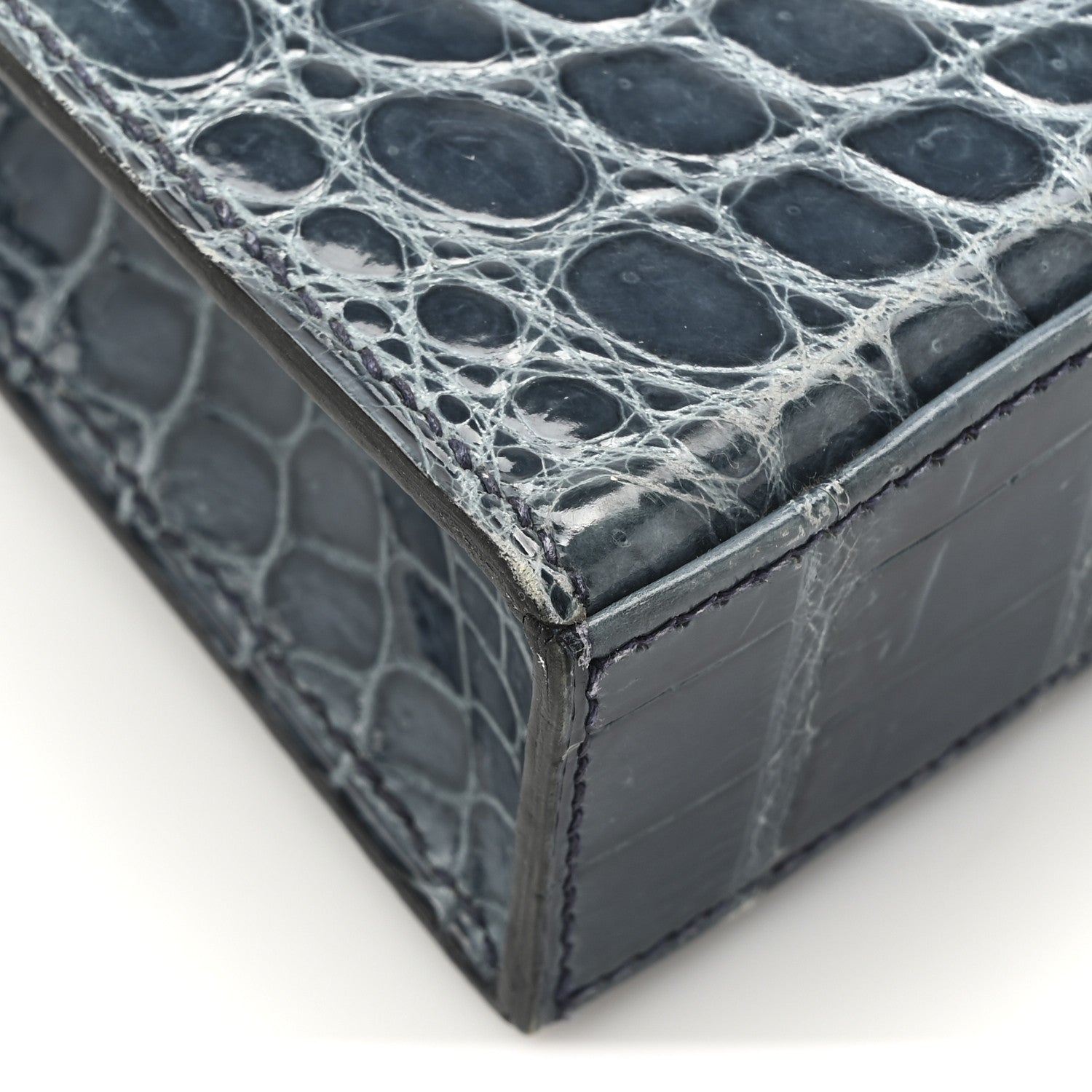 Hermes Shiny Niloticus Crocodile Kelly Elan Pochette Bleu Tempete 12 of 14