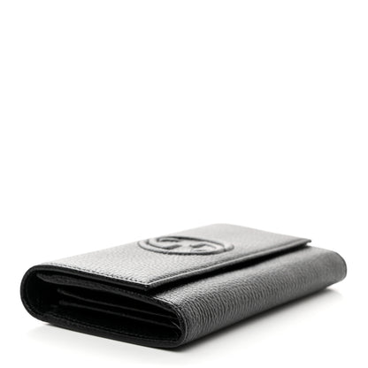 Gucci Pebbled Calfskin Large Soho Continental Wallet Black 4 of 7