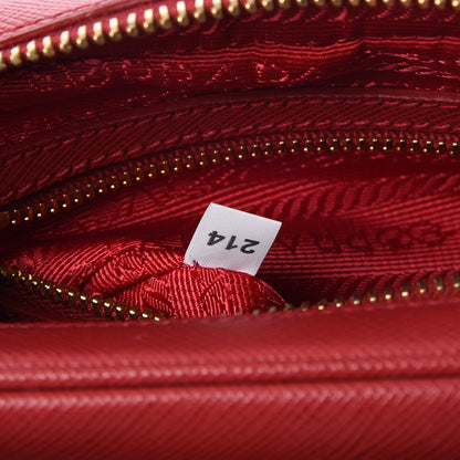 Prada Saffiano Lux Double Zip Crossbody Bag Fuoco 8 of 8