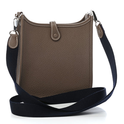 Hermes Taurillon Clemence Amazone Evelyne TPM Etoupe Bleu Indigo 3 of 9